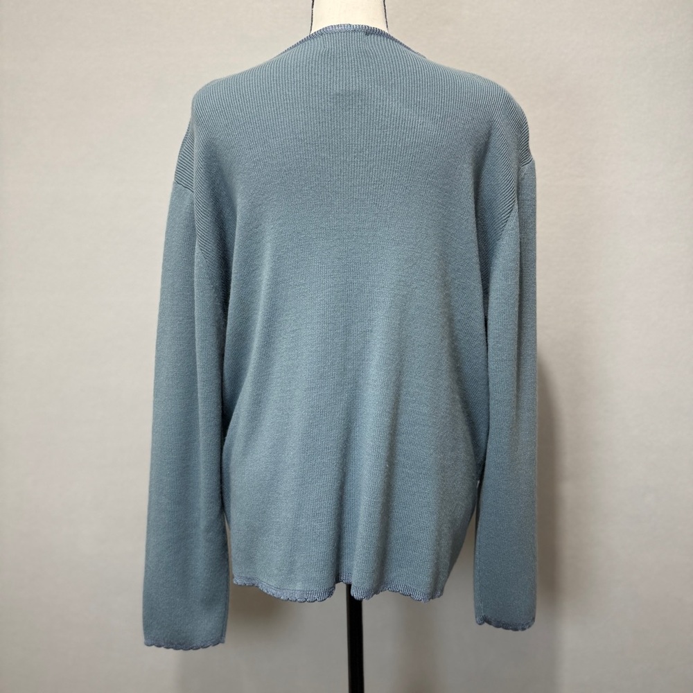 Koret Embroidered Sweater Womens M Cardigan Velvet Ribbon Trim Cottagecore Soft - Picture 3 of 9